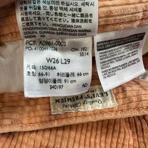 Levi's Math Club Flare Corduroy Women's Trousers Premium 26 Peach Orange - Picture 11 of 16